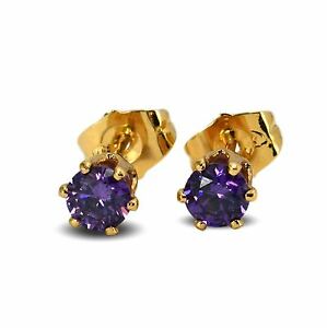 【送料無料】ジュエリー・アクセサリー アメジストジルコニゴールドイヤリングametista zirconi 5mm 18ct gold filled orecchini da donna o per ragazze 18k