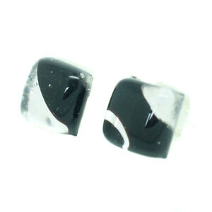 【送料無料】ジュエリー・アクセサリー ムラーノガラスブラックローブイヤリングカラーシルバーハンド..