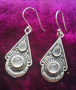 ジュエリー・アクセサリー シルバーメッキフックイヤリングボホレディースsilver plated handcrafted hook earrings with quartz crystal boho, ladies gift