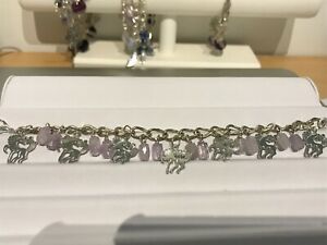 ジュエリー・アクセサリー シルバーメッキユニコーンチャームブレスレットラベンダーアメジストビーズsilver plated 67575 bracciale con charm con unicorni amp; perline ametista lavanda