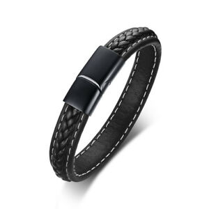 【送料無料】ジュエリー・アクセサリー アラームレザーブレスレットカスタムステンレススチールallarme..