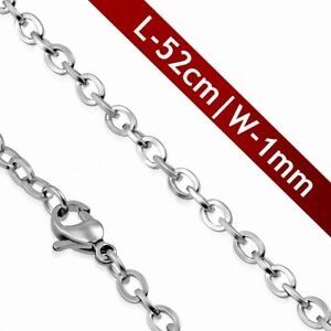 【送料無料】ジュエリー・アクセサリー チャイヌアメイロンオバレスプラットアンアシエイオキシダブルアベックフェルモアア52cm x 1mm ?chaine a maillons ovales plats en acier inoxydable avec fermoir a p