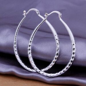 【送料無料】ジュエリー・アクセサリー オーバルフープイヤリングシルバーメッキスターリングasamo donna orecchini a cerchio ovale 925 placcato in argento sterling o1293
