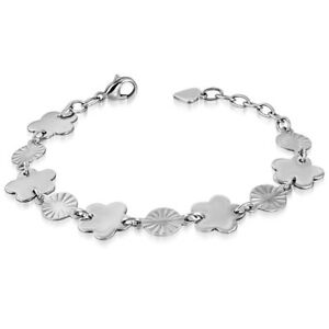 【送料無料】ジュエリー・アクセサリー シルバーステンレスブレスレットパターンセンチbracciale in acciaio inox argento colori florales pattern donna 20,5 cm