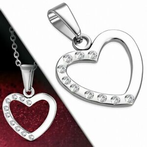 【送料無料】ジュエリー・アクセサリー ペンデンティフアンフォルムドクールアンアシエイオキシダブルパヴェドストラスpendentif en forme de c?ur en acier inoxydable pave de strass