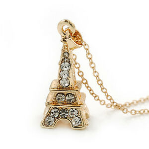 【送料無料】ジュエリー・アクセサリー ゴールドトーンチェーンクリスタルエッフェルペンダントcrystal eiffel tower pendant with gold tone chain 40cm length 5cm extension