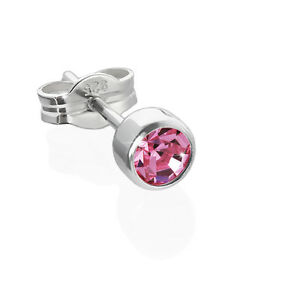 【送料無料】ジュエリー・アクセサリー シングルシルバーボタンイヤリングピンクジルコニsingle orecchini a bottone argento 925er 4,50mm rosa zirconi donna uomo bambini 6547