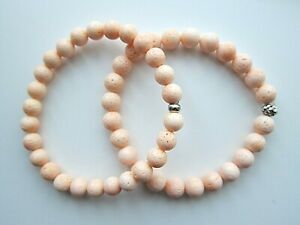 ジュエリー・アクセサリー リアルピンクサーモンピーチスポンジコーラルビーズブレスレットdonna uomo vera rosa salmone peach spugna corallo perline braccialetti