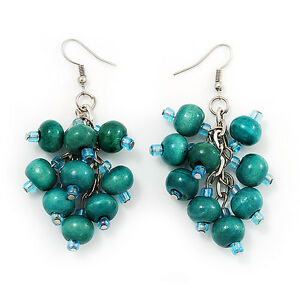 【送料無料】ジュエリー・アクセサリー ウッドペンダントイヤリングティーリーフクラスタートーンシルバーメタルlegno orecchini pendenti color foglia di te cluster tono argento metallo 65cm lunghezza