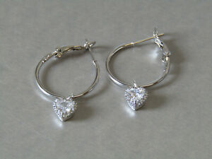 ジュエリー・アクセサリー ストラスハートドロップアクセサリーレトロプラチナメッキフープイヤリングluccicante strass cuore gocce accessorio circostante retro orecchini a cerchio placcato