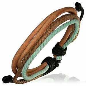【送料無料】ジュエリー・アクセサリー ブレスレットアジャブルトリプルエンキュアアベックコーデカフェメンテbracelet ajustable triple en cuir avec corde cafe et menthe
