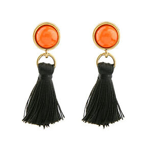 【送料無料】ジュエリー・アクセサリー ブークルドオリユクリップオンドレロンオレンジポンポンコルドンノワールレガーオリジナルboucles doreilles clip on dore rond orange pompon cordon noir leger original d7