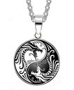 【送料無料】ジュエリー・アクセサリー ドラゴンペンダントネックレスチェーンcollana ciondolo dragone yin e yang bianco e nero, catena 50 cm