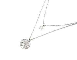 ̵ۥ奨꡼꡼ ꥢ֥륷̥ȥ륢른ƥ٥å륯륨ȥ륹ȥ饹cc1928e collier double chaine metal argente avec cercle et etoile strass zi