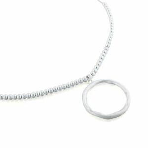 【送料無料】ジュエリー・アクセサリー ロングビーズネックレスシルバーペンダントサークルlong 38 partcollana di perline con cerchio pendente in argento opaco yk110