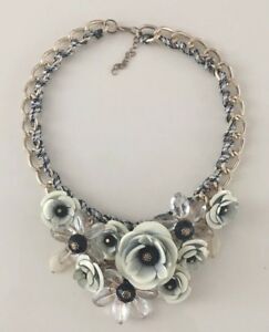 【送料無料】ジュエリー・アクセサリー ステートメントネックレスネックレスネックレスブラックホワイトゴールドフラワーズクリスタルトップhamp;m statement catena collana catena collier oro bianco e nero fiori cris