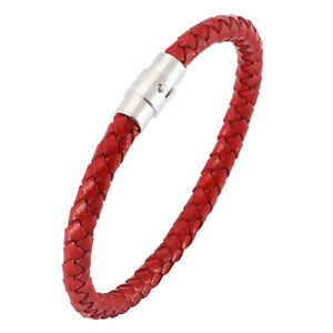 ジュエリー・アクセサリー ツェンセメンズブレスレットzense bracciale da uomo in pelle intrecciata di colore rosso zb0258