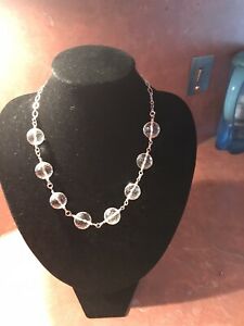 hokushinの【送料無料】ジュエリー・アクセサリー シルバークリスタルビーズネックレスargento e cristallo collana di perlinelunghi 20 in ottime condizioni｜アングル2