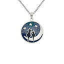 【送料無料】ジュエリー・アクセサリー メッキシルバーマニキュアラブキャッツオンムーンペンダントネックレスplaccato argento e smalto love gatti su luna ciondolo collana(4)