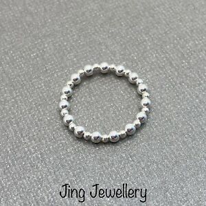 【送料無料】ジュエリー・アクセサリー シルバースターリングストレッチスタッキングリングビーズargento sterling anello di impilamento stretch 3mm amp; 2mm perline fatto a mano 925(4)