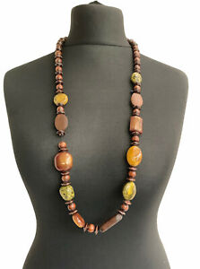 【送料無料】ジュエリー・アクセサリー ネックレスダークウッドブラウングリーンストーン