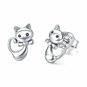 ̵ۥ奨꡼꡼ С󥰥֥925 argento sterling gatto orecchini a lobo piccoli animali per le donne