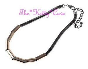 【送料無料】ジュエリー・アクセサリー ヘマタイトローズゴールドスライダーチューブネックレス