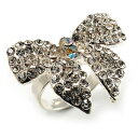 【送料無料】ジュエリー・アクセサリー シルバートーンクリアクリスタルボウリングsilvertone clear crystal fiocco anello(4)