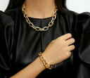 【送料無料】ジュエリー・アクセサリー ゴールドチェーンネックレスブレスレットセットブロガーストーリーマンゴーcollana catena doro set br...