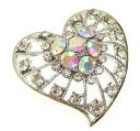 【送料無料】ジュエリー・アクセサリー シルバートーンクリスタルフィリグリーハートドレスボックスブローチ silver tone ab crystal filig...