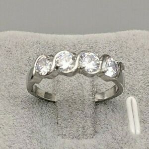 【送料無料】ジュエリー・アクセサリー メッキホワイトゴールドジルコニミディアムリングexquisite 22ct placcato in oro bianco donna abbagliante zirconi anello medium s18