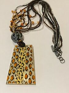 【送料無料】ジュエリー・アクセサリー イーストパースペックスアニマルプリントペンダントオンビーズネックレス(4)