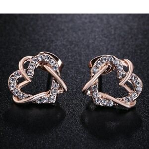 【送料無料】ジュエリー・アクセサリー スワロフスキーローズゴールドイヤリングアサモウーマンハートボタンイヤリングasamo donna orecchini a bottone cuore con swarovski elements rose orecchini dorato zo