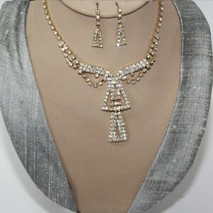 【送料無料】ジュエリー・アクセサリー シュマックセットコリアーイヤリングクリスタルラインストーンネックレスゴールドチェーン