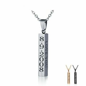 【送料無料】ジュエリー・アクセサリー バーカスタムデータステンレススチールハルスケットペンダントverticale bar personalizzato incisione nome desiderio data acciaio inox ciondolo halsket