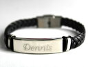 ジュエリー・アクセサリー ステンレスブレスレットタグuomo bracciale con namestainless acciaio cuoio intrecciato targhetta nome regalo