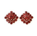 【送料無料】ジュエリー・アクセサリー ボックスオーストリアクリスタルスクエアクラスターイヤリング red austrian crystal square clu...