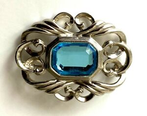 【送料無料】ジュエリー・アクセサリー シルバーブローチカボションラインストーンブローチbroche argente cabochon strass bleu brooch neuf 3,9cm