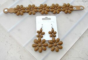 【送料無料】ジュエリー・アクセサリー セットイヤリングペンダントブレスレットブレスレットブラウンset orecchini fiori pendenti e bracciale braccialetto,da donna regalo marrone ch(4)