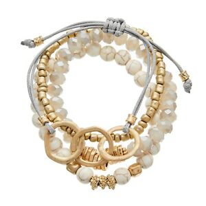 【送料無料】ジュエリー・アクセサリー マットオログラスナチュラルハウライトジェニスビーズブレスレットセットset di quattro bracciali con matt oro, vetro e perline howlite naturalejenis