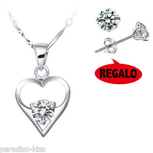 【送料無料】ジュエリー・アクセサリー ストラスホワイトハートネックレスイヤリングcollanaorecchini da donna strass cuore bianco a113