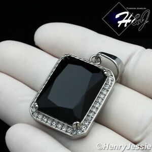 【送料無料】ジュエリー・アクセサリー メンズブリングステンレススチールジルコンシルバーペンダントチャームオニクスブラックmens bling in acciaio inox zirconi argento pendente charm onice nero * sp103