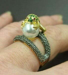 ジュエリー・アクセサリー ラインストーンカエルリングカエルリングdelizioso anello rana dorato con cristalli gold tone rhinestones frog ring