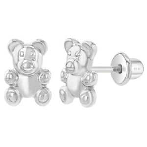 【送料無料】ジュエリー・アクセサリー シルバースターリングボーイズガールズリトルテディベアスクリューレトロイヤリング925 argento sterling bambini amp; ragazze piccolo orsacchiotto vite retro orecchini