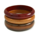 【送料無料】ジュエリー・アクセサリー ブラウンレッドブラウンブレスレットセットset di 3 bracciali in legno liscia in marronemarrone rosso