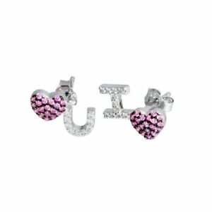 ジュエリー・アクセサリー ソリッドシルバーイヤリングローズカラーハートargento massiccio orecchini wrosa colore cz cuore amp; trasparente u amp; i