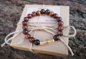 【送料無料】ジュエリー・アクセサリー ナチュラルサンダルウッドシトリノブレスレットマニフェストヒーリングnaturale legno di sandalo citrino bracciale manifesto guarigione gemma successo fortuna r