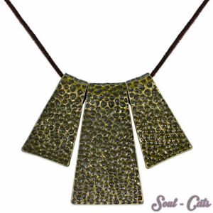 【送料無料】ジュエリー・アクセサリー ブラウンレザーネックレスエスニックブロンズハンマーペンダントcollana pelle braun con ciondolo martellato oscillante color bronzo etnico