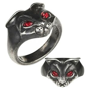 ジュエリー・アクセサリー ブラックリングクリスタルリングスワロフスキーレッドアイズゴシックエジプトbastet dea gatto nero anello cristallo swarovski rosso alchimia occhi gotico egiziani