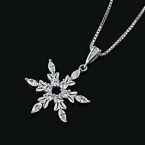 【送料無料】ジュエリー・アクセサリー シルバースターリングスノーフレークネックレスペンダントフロインキャッチャークリスタルジルコーニargento sterling fiocco di neve collana grande ciondolo da b catchercristal